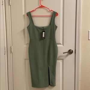 Nasty Gal square neck slit midi dress